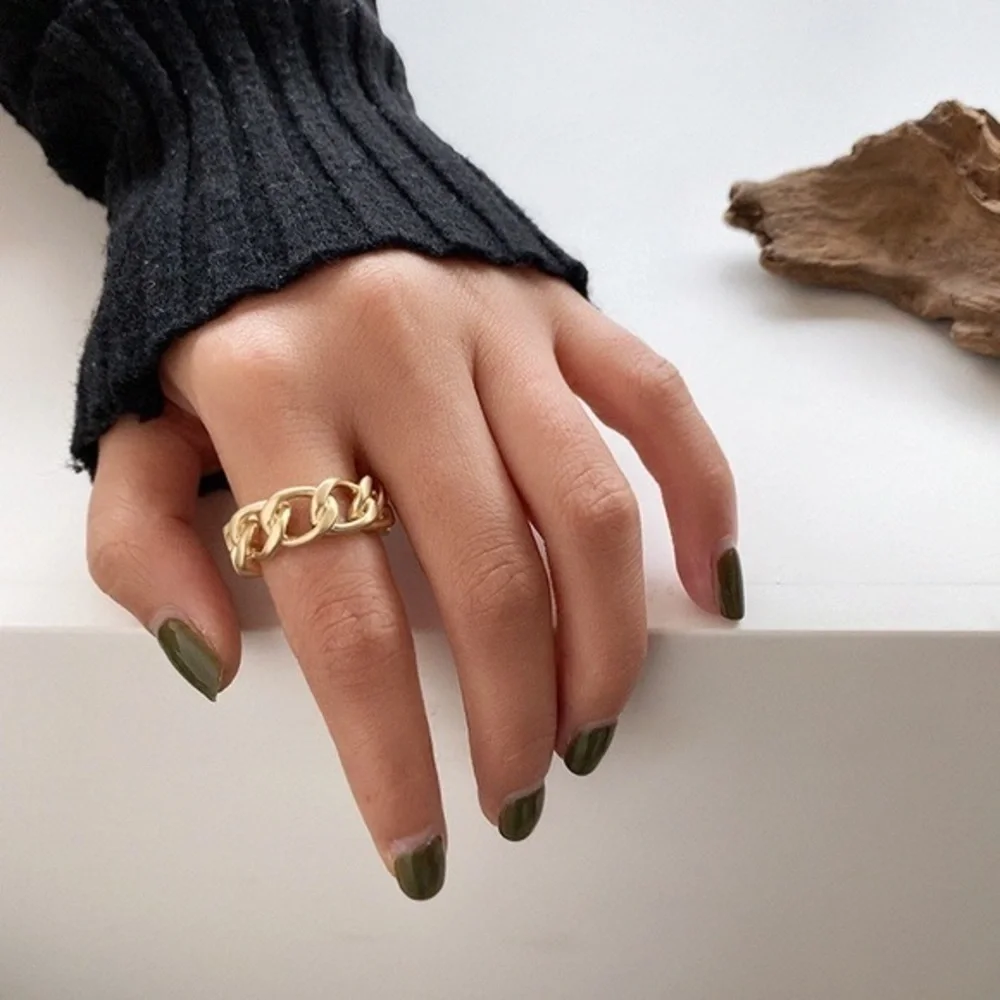 NEW Matte Gold Link Chain Ring - Picture 1 of 3